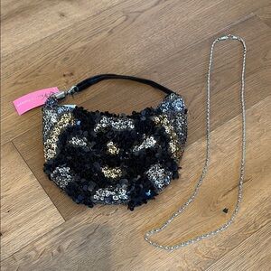 Forever Partners NWT Sequined Shoulder bag with silver chain